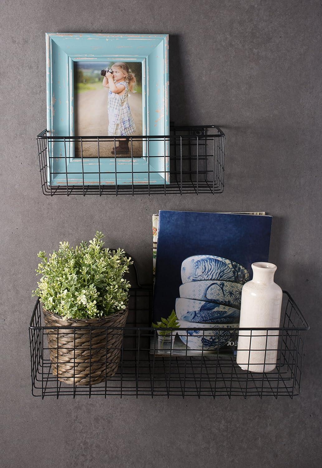 imageDII Farmhouse Vintage Dcor Wire Wall Basket Medium Bronze 2 PieceBronze
