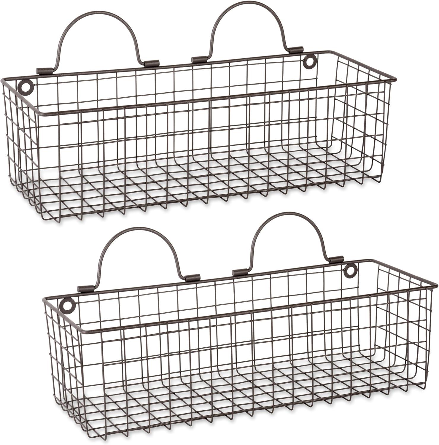 imageDII Farmhouse Vintage Dcor Wire Wall Basket Medium Bronze 2 PieceBronze