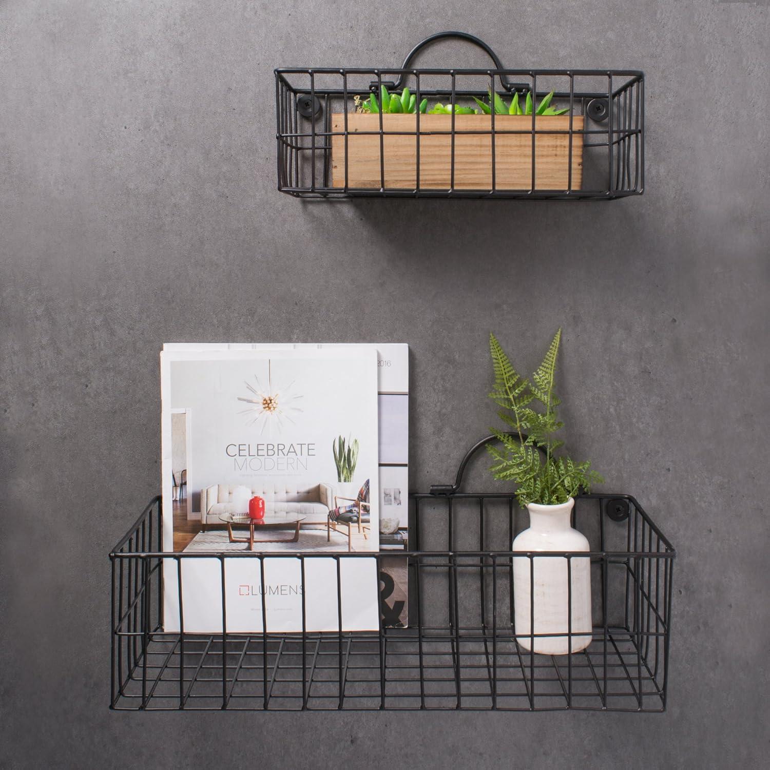 imageDII Farmhouse Vintage Dcor Wire Wall Basket Medium Bronze 2 PieceBronze