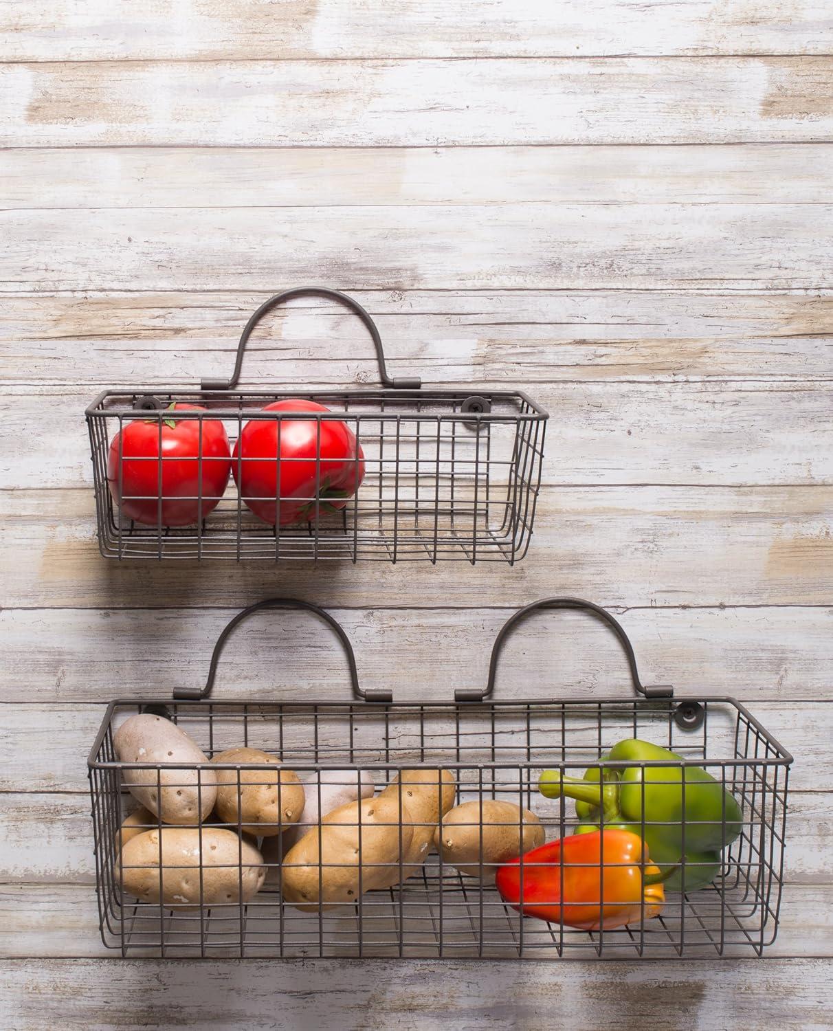 imageDII Farmhouse Vintage Dcor Wire Wall Basket Medium Bronze 2 PieceBronze