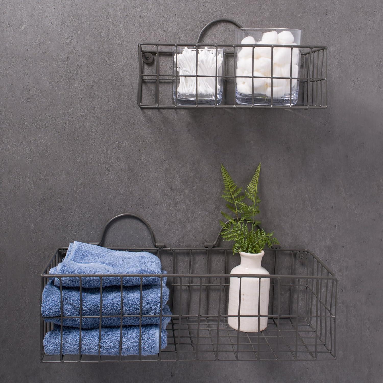 imageDII Farmhouse Vintage Dcor Wire Wall Basket Medium Bronze 2 PieceGray
