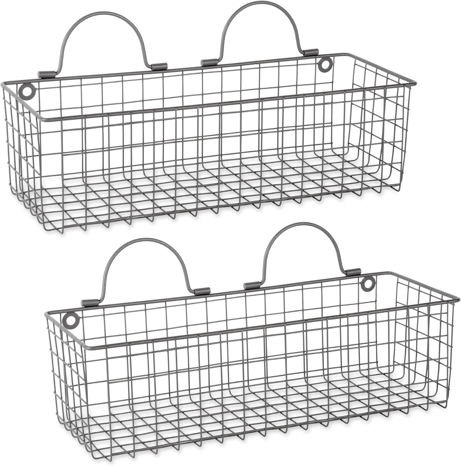 imageDII Farmhouse Vintage Dcor Wire Wall Basket Medium Bronze 2 PieceGray