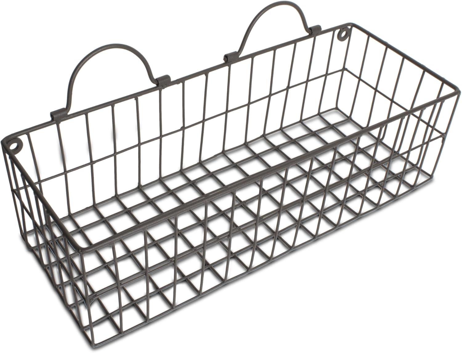 imageDII Farmhouse Vintage Dcor Wire Wall Basket Medium Bronze 2 PieceGray