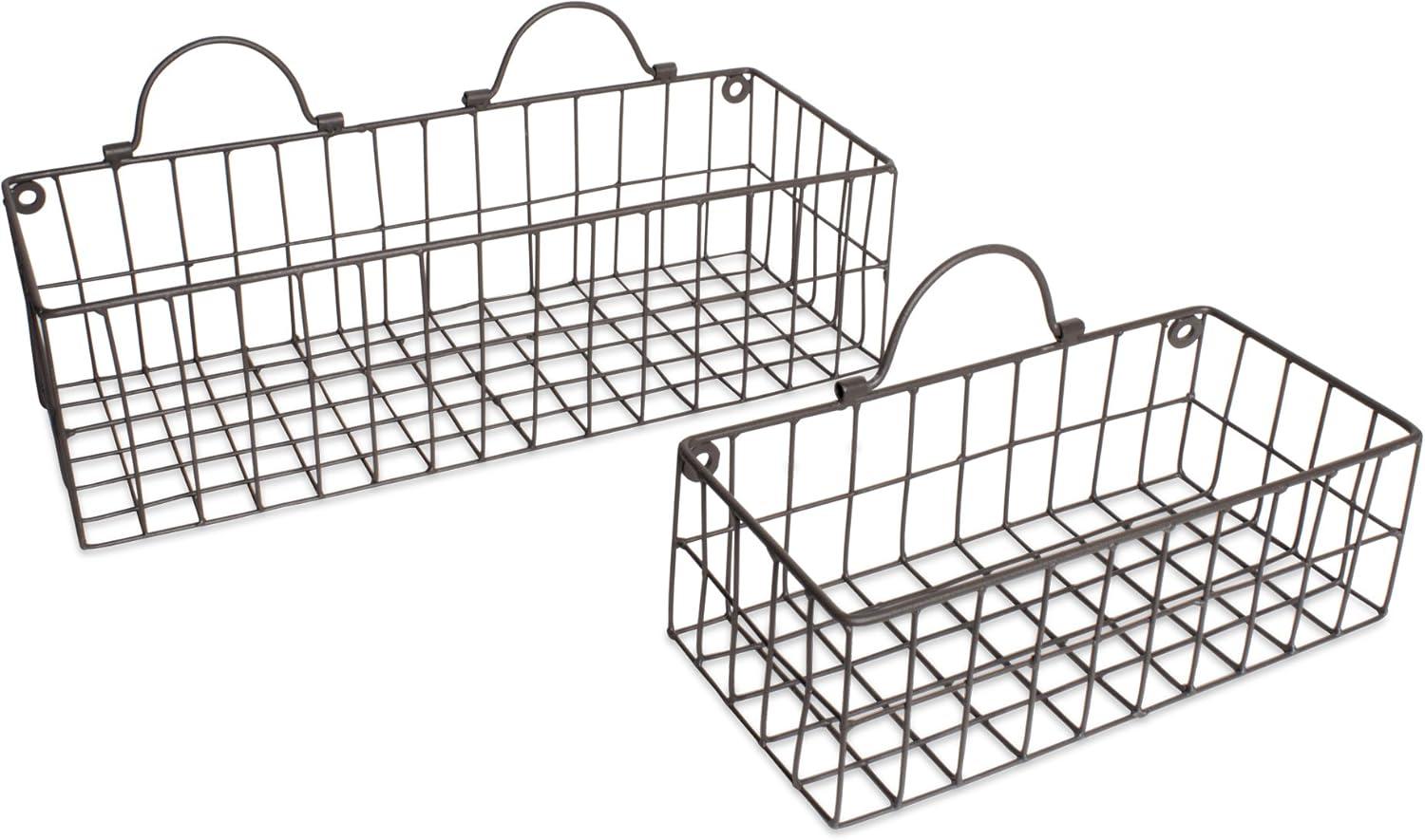 imageDII Farmhouse Vintage Dcor Wire Wall Basket Medium Bronze 2 PieceGray