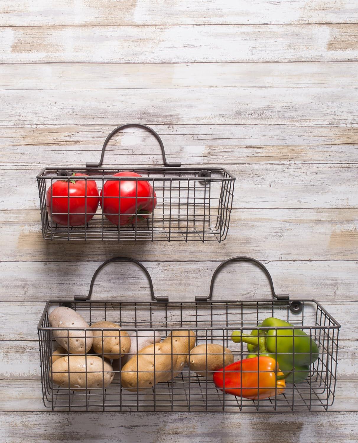 imageDII Farmhouse Vintage Dcor Wire Wall Basket Medium Bronze 2 PieceGray