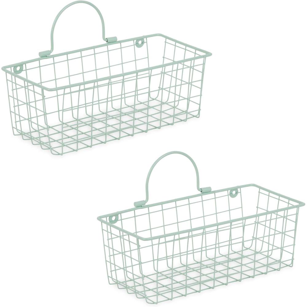 imageDII Farmhouse Vintage Dcor Wire Wall Basket Medium Bronze 2 PieceAqua
