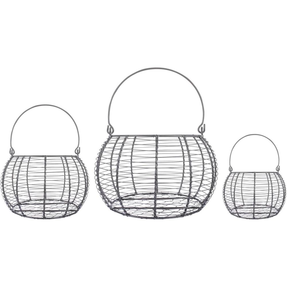imageDII Vintage Wire Storage Baskets Egg Basket Set Rustic 3 PieceAssorted Egg Baskets
