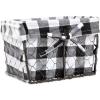 imageDII Farmhouse Chicken Wire Storage Baskets with Liner Small Rustic Black ampamp White Ticking Stripe 9x7x6quot 3 PieceVintage Black  White Check