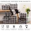 imageDII Farmhouse Chicken Wire Storage Baskets with Liner Small Rustic Black ampamp White Ticking Stripe 9x7x6quot 3 PieceVintage French Blue