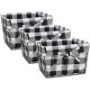 imageDII Farmhouse Chicken Wire Storage Baskets with Liner Small Rustic Black ampamp White Ticking Stripe 9x7x6quot 3 PieceVintage Black  White Check