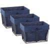 imageDII Farmhouse Chicken Wire Storage Baskets with Liner Small Rustic Black ampamp White Ticking Stripe 9x7x6quot 3 PieceVintage French Blue