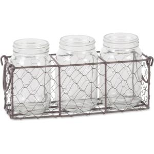imageDII Chicken Wire Collection Farmhouse Vintage Caddy with Vases Rustic BronzeRustic Bronze