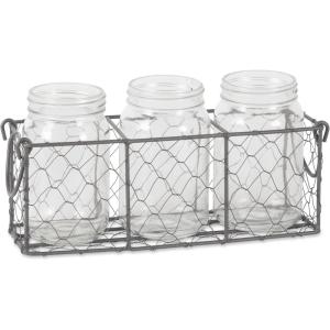 imageDII Chicken Wire Collection Farmhouse Vintage Caddy with Vases Rustic BronzeVintage Gray