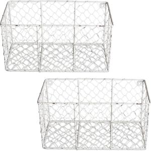 imageDII Chicken Wire Collection Farmhouse Vintage Wall Baskets Small Basket Vintage GreyAntique White