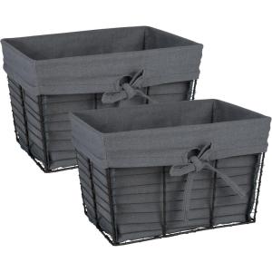 imageDII Farmhouse Chicken Wire Storage Baskets with Liner Medium Vintage Grey 11x788x7quot 2 Piece