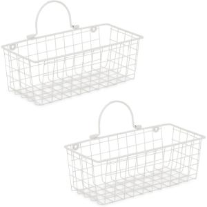 imageDII Farmhouse Vintage Dcor Wire Wall Basket Medium Bronze 2 PieceAntique White
