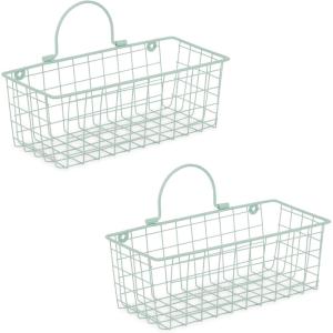 imageDII Farmhouse Vintage Dcor Wire Wall Basket Medium Bronze 2 PieceAqua
