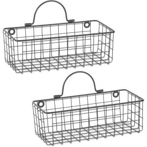 imageDII Farmhouse Vintage Dcor Wire Wall Basket Medium Bronze 2 PieceBlack