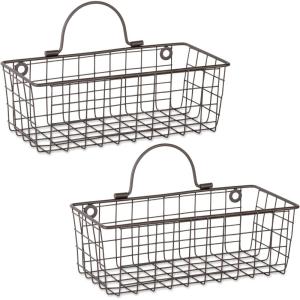 imageDII Farmhouse Vintage Dcor Wire Wall Basket Medium Bronze 2 PieceBronze