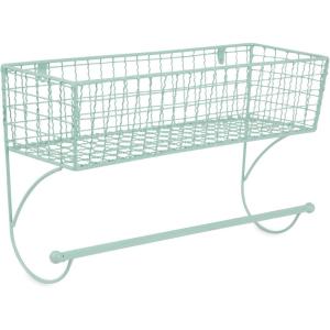 imageDII Rustic Farmhouse Bathroom Dcor Metal Storage Small Towel Bar RusticAqua