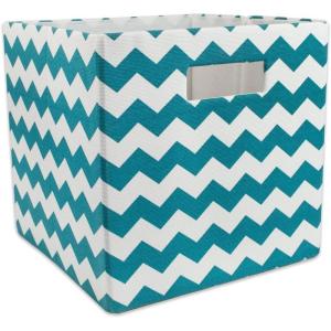 imageDII Collapsible Polyester Storage Cube Chevron Gray LargeTeal