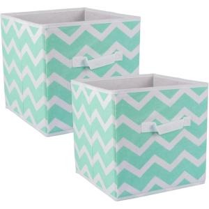 imageDII Non Woven Polyester Storage Bin Chevron Gray Small Set of 2Aqua