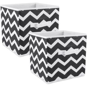 imageDII Non Woven Polyester Storage Bin Chevron Gray Small Set of 2Black