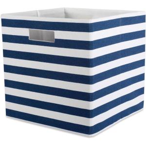 imageDII Polyester Cube Storage Collection Hard Sided Collapsible 11x11x11quot BlackNautical Blue
