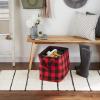 imageDII Buffalo Check Storage Collection Collapsible Bin with Handles Large Rectangle 175x12x15 Tri Color BlackRed  Black