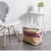 imageDII Burlap Collapsible Storage Bin with Cotton Handles Medium Rectangle 16x10x12 Wine BorderWine Border