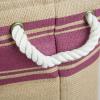 imageDII Burlap Collapsible Storage Bin with Cotton Handles Small Round 12x9 Wine Border