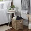 imageDII Collapsible Burlap Storage Basket or Bin with Durable Cotton Handles Home Organizational Solution for Office Bedroom Closet Toys ampamp Laundry Large  18x12x15 Black Lattice Outline