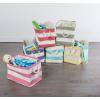 imageDII Durable Woven Striped Storage Bin Collapsible with Soft Rope Handles Reinforced with Metal Grommets Medium 15x10x12 PinkAqua