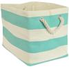 imageDII Durable Woven Striped Storage Bin Collapsible with Soft Rope Handles Reinforced with Metal Grommets Medium 15x10x12 PinkAqua