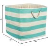 imageDII Durable Woven Striped Storage Bin Collapsible with Soft Rope Handles Reinforced with Metal Grommets Medium 15x10x12 PinkAqua