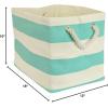 imageDII Durable Woven Striped Storage Bin Collapsible with Soft Rope Handles Reinforced with Metal Grommets Medium 15x10x12 PinkAqua