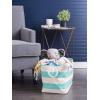 imageDII Durable Woven Striped Storage Bin Collapsible with Soft Rope Handles Reinforced with Metal Grommets Medium 15x10x12 PinkAqua
