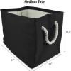imageDII Durable Woven Striped Storage Bin Collapsible with Soft Rope Handles Reinforced with Metal Grommets Medium 15x10x12 PinkAqua