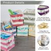 imageDII Durable Woven Striped Storage Bin Collapsible with Soft Rope Handles Reinforced with Metal Grommets Medium 15x10x12 PinkAqua