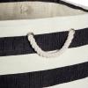 imageDII Durable Woven Striped Storage Bin Collapsible with Soft Rope Handles Reinforced with Metal Grommets Medium 15x10x12 PinkBlack