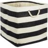 imageDII Durable Woven Striped Storage Bin Collapsible with Soft Rope Handles Reinforced with Metal Grommets Medium 15x10x12 PinkBlack