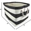 imageDII Durable Woven Striped Storage Bin Collapsible with Soft Rope Handles Reinforced with Metal Grommets Medium 15x10x12 PinkBlack