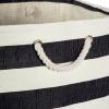 imageDII Durable Woven Striped Storage Bin Collapsible with Soft Rope Handles Reinforced with Metal Grommets Medium 15x10x12 PinkBlack