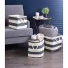 imageDII Durable Woven Striped Storage Bin Collapsible with Soft Rope Handles Reinforced with Metal Grommets Medium 15x10x12 PinkBlack