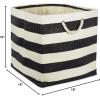 imageDII Durable Woven Striped Storage Bin Collapsible with Soft Rope Handles Reinforced with Metal Grommets Medium 15x10x12 PinkBlack
