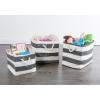 imageDII Durable Woven Striped Storage Bin Collapsible with Soft Rope Handles Reinforced with Metal Grommets Medium 15x10x12 PinkBlack