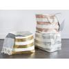 imageDII Durable Woven Striped Storage Bin Collapsible with Soft Rope Handles Reinforced with Metal Grommets Medium 15x10x12 PinkGold