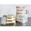 imageDII Durable Woven Striped Storage Bin Collapsible with Soft Rope Handles Reinforced with Metal Grommets Medium 15x10x12 PinkGold