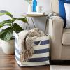 imageDII Durable Woven Striped Storage Bin Collapsible with Soft Rope Handles Reinforced with Metal Grommets Medium 15x10x12 PinkNautical Blue