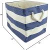 imageDII Durable Woven Striped Storage Bin Collapsible with Soft Rope Handles Reinforced with Metal Grommets Medium 15x10x12 PinkNautical Blue
